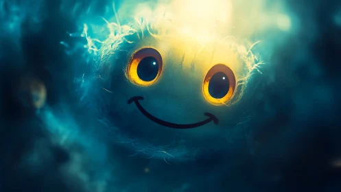 Bioluminescent nebula sprite with emissive smile topology.