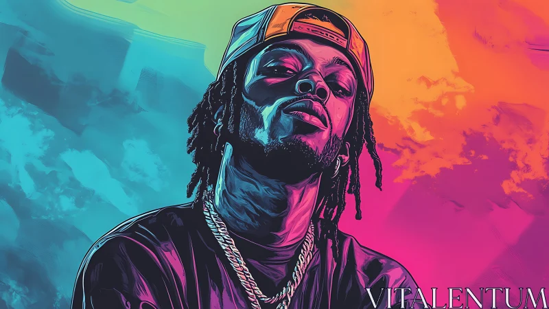 Confident streetwear portrait glowing in bold neon skies.