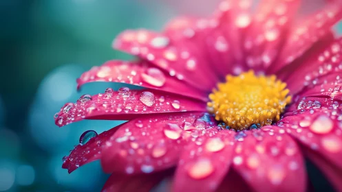 Macro Photography: Pink Gerbera Daisy Petals with Spherical Water Droplets