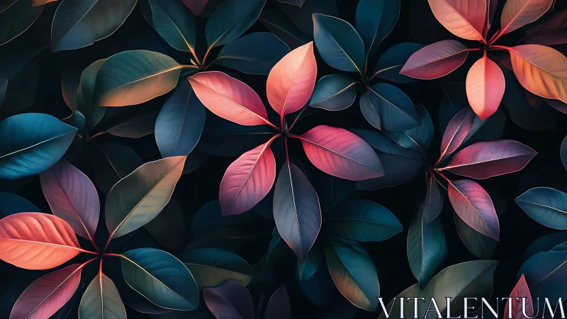 Gradient-tinted rubber plant foliage in cinematic chiaroscuro.