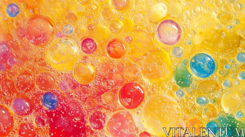 Colorful oil bubbles form radiant abstract macro pattern.