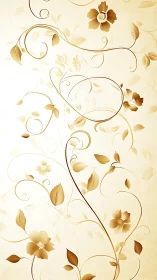 Floral vines curve across beige background in stylized pattern