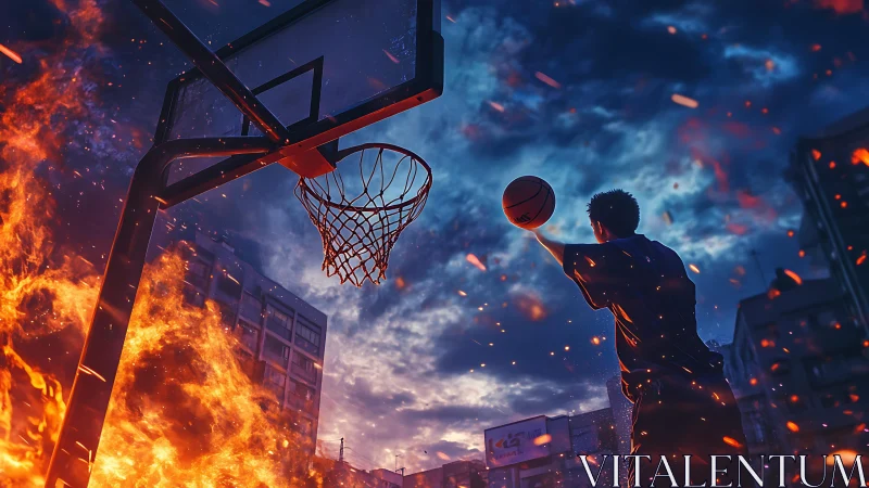 Streetball comet rises as a burning city court catches fire