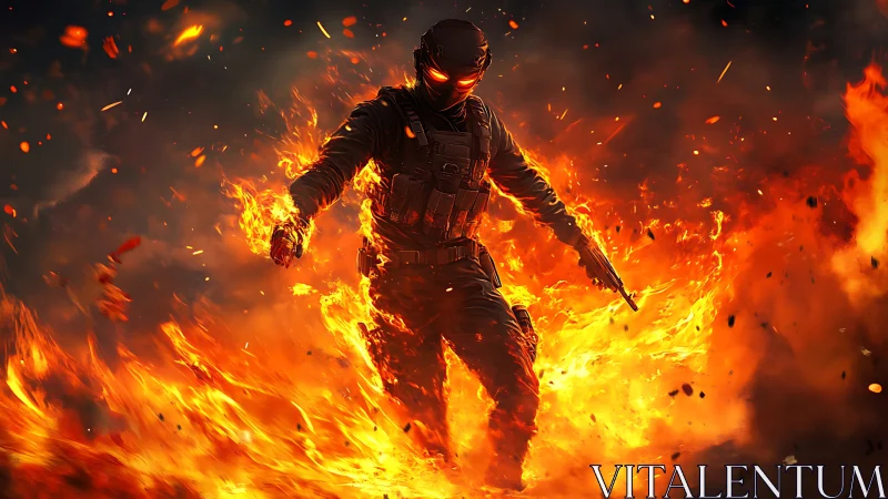 Inferno Operator: Tactical Figure Engulfed in Flames.