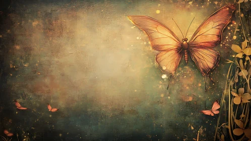 Golden dusk butterflies drift through a softly glowing dream.