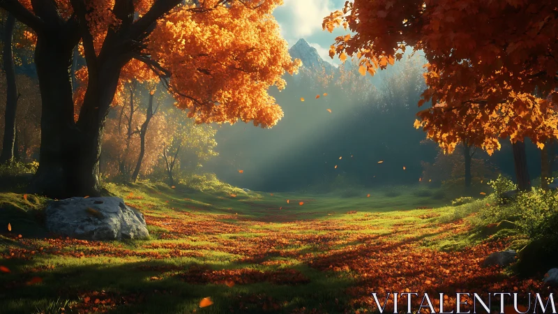 Autumn Forest Valley Golden Light Cathedral