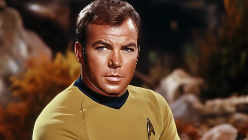 Starfleet officer portrait under warm cinematic light.