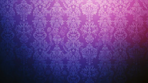 Ornate violet wallpaper glowing with soft vintage light.