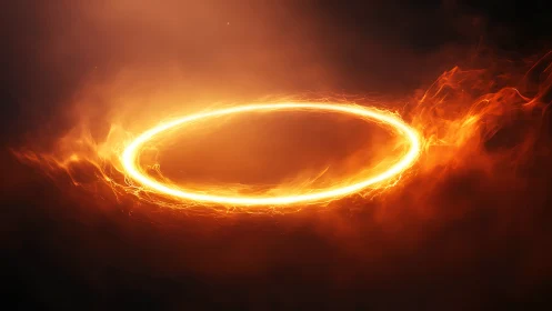 Glowing Ring of Fire: Where Light Dances in Darkness.