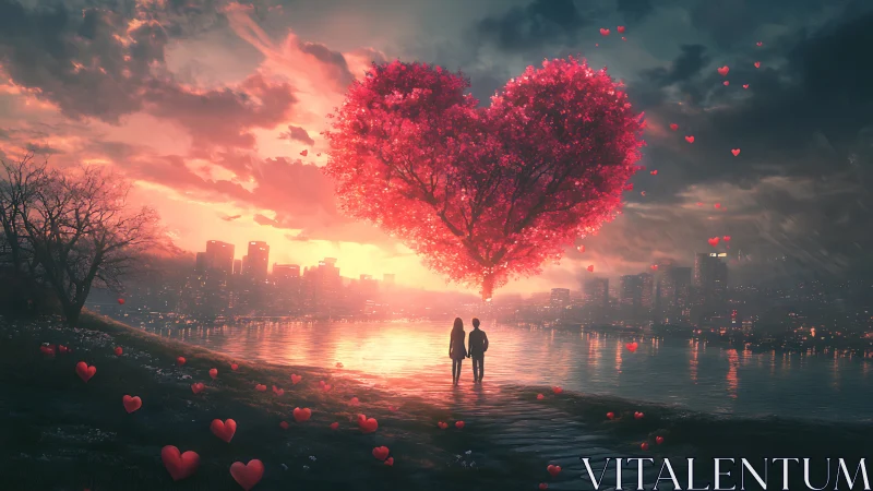 Love Blooms Against Urban Skylines Where Hearts Take Flight