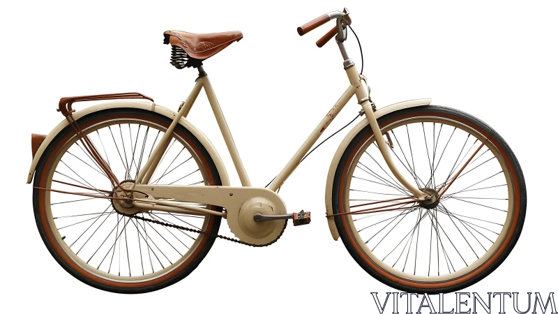 Vintage Cream Step-Through Bicycle with Brown Leather Seat