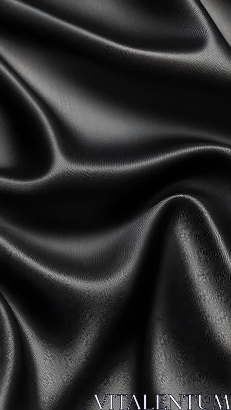 Photorealistic black satin folds with high-gloss surface detailing.