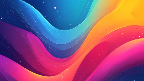 Vibrant neon waves of color flow across a cosmic gradient