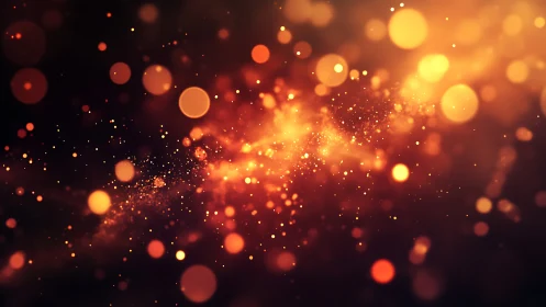 Golden Particle Burst: Abstract Light Emission Design.