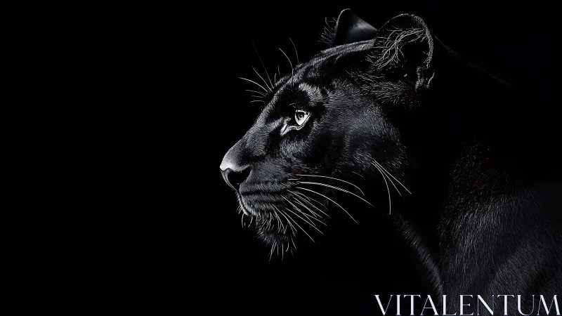 Black Lion Profile Study Against Dark Background.