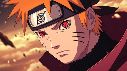 Anime close-up portrait with dramatic warm lighting focus.