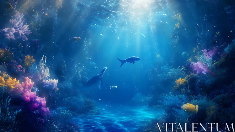 Sunlit reef cathedral where curious sharks drift slowly.