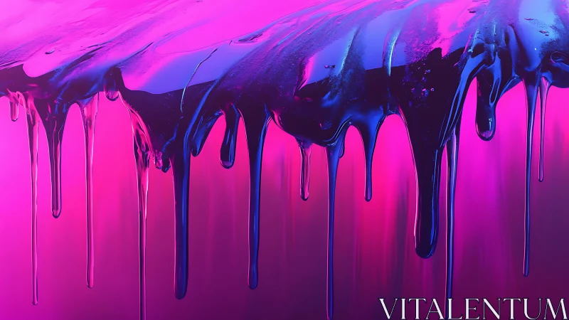 Neon magenta and cyan liquid drips in glossy abstract gradient.