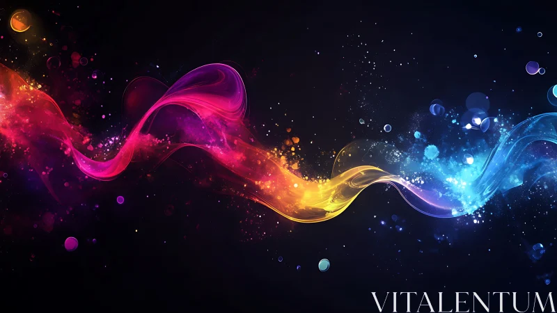 Vibrant color waves collide in glowing abstract motion art.