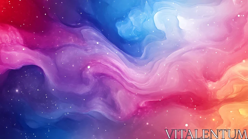 Vibrant cosmic nebula flows through a dreamy starfield