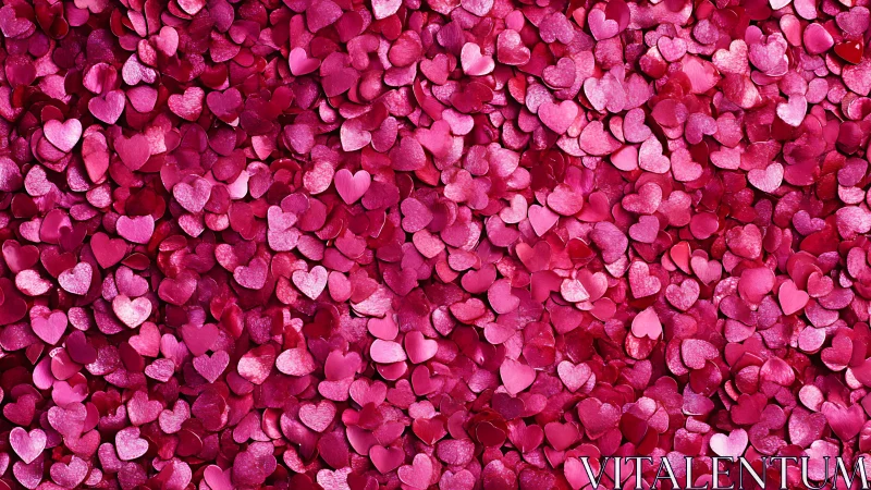 Dense surface is filled with uniformly scattered pink hearts