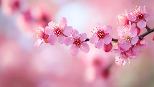 Pink Cherry Blossoms in Spring Bloom.