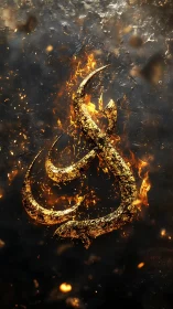 Flaming Serpent Snake Symbol in Fire and Sparks