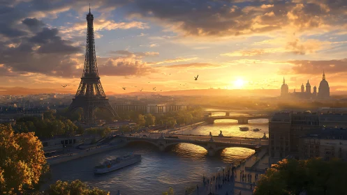 Sunlit Eiffel Tower skyline rendered in cinematic digital realism