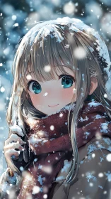 Snowlit blush and teal eyes in a winter-daydream portrait.
