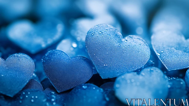 Frosty Blue Hearts Glistening with Winter's Delicate Beauty