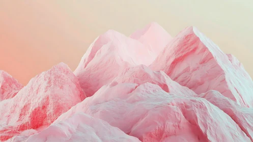 Pastel pink polygonal mountains recede under gradient sky