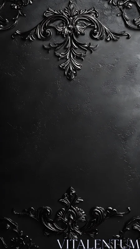 Dark ornamental scrollwork framing a quiet midnight space.