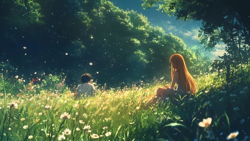 Soft summer meadow talk under drifting golden sunlight.