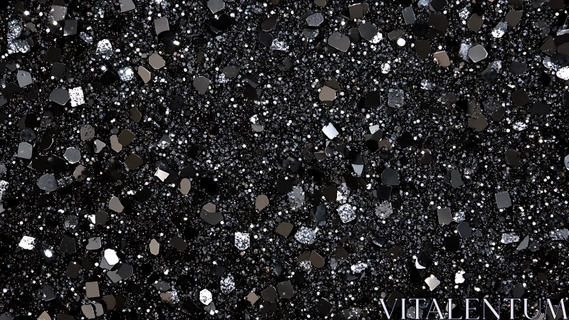 Dense black glitter texture captures metallic sparkle field