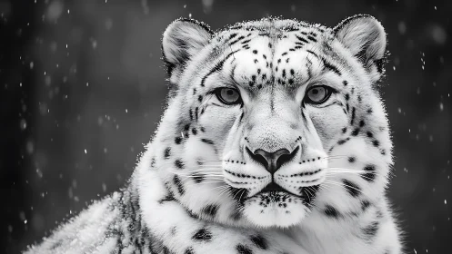 Snow Leopard's Gentle Gaze in Winter.