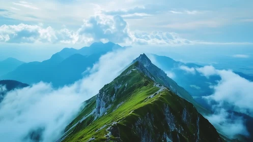 Cloud-dancing ridgeline carves a jade path through the sky