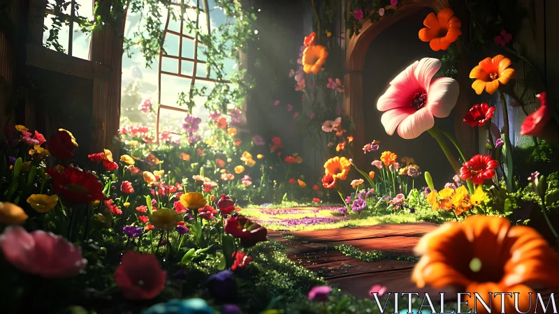 Sunlit Garden Room: Luminous Florals and Architectural Light.