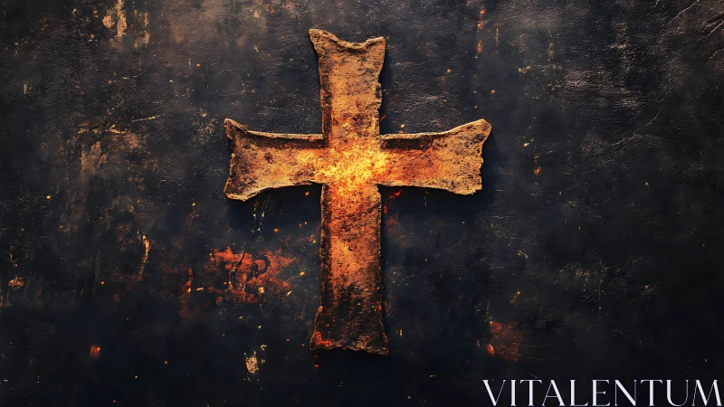 Oxidized cruciform plate with incandescent core on soot wall.