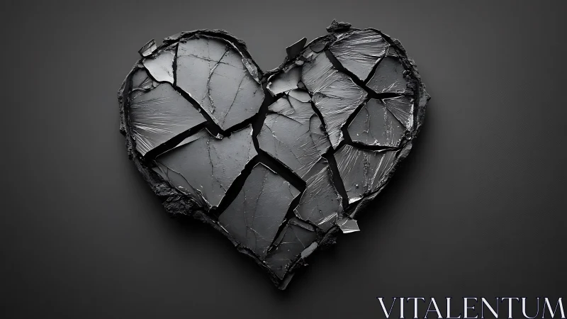 Fractured stone heart form against neutral background.