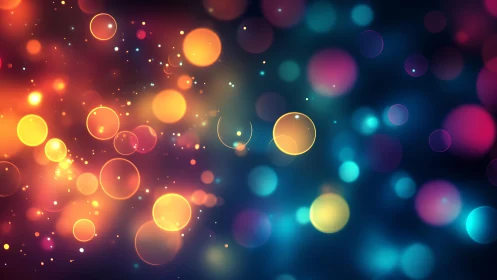 Vibrant abstract bokeh lights in glowing colorful digital style.