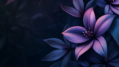 Luminous Petals Dance in Twilight's Ethereal Embrace.