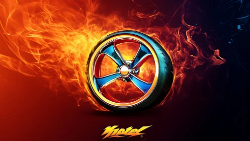 Chrome comet wheel slices through twin storms of fire and night