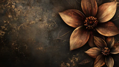 Golden Flowers on a Textured Canvas of Time.