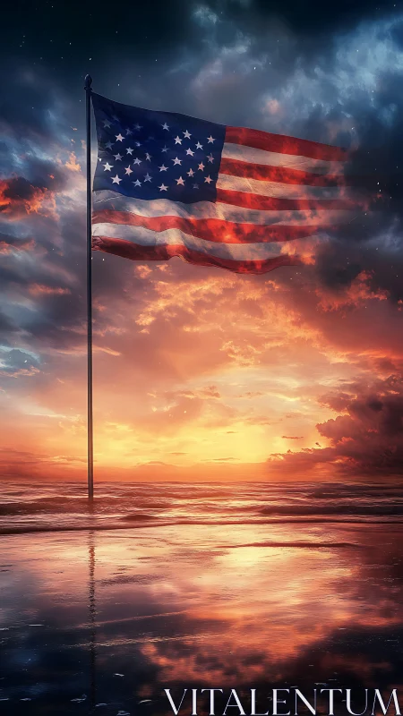 Flag of evening tides leans into a storm-kissed horizon