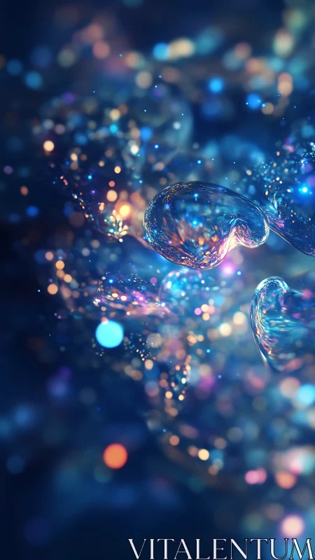 Stardust droplets drifting through neon-tinted midnight seas.