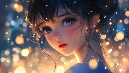 Starlit eyes cradle city lights in a quiet twilight pause