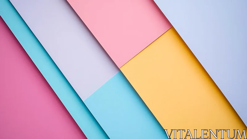Geometric pastel panels in diagonal layered flat color composition