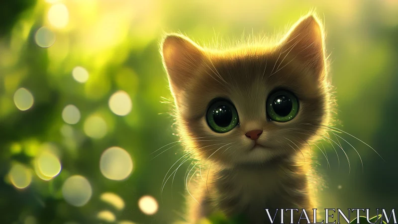 Luminescent Feline Subject with Spectral Green Ocular Features.