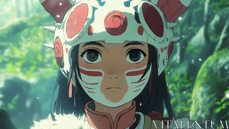 Forest warrior portrait with stylized biomorphic armor helm.