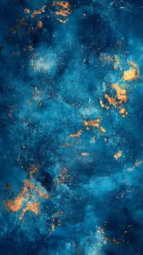 Celestial blue nebula with radiant gold pigment accents.